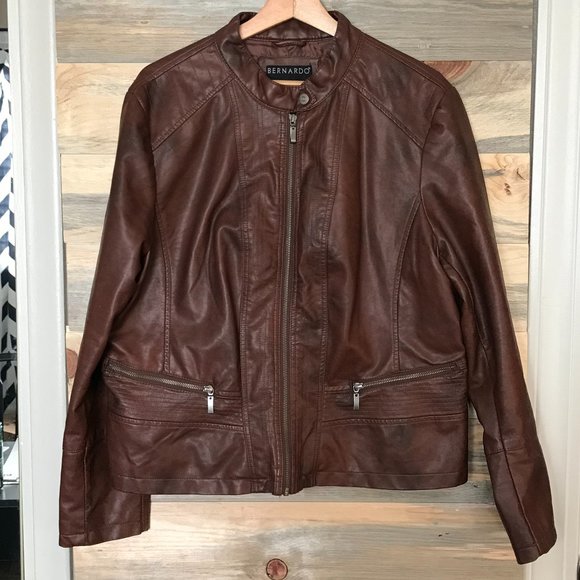 Bernardo Jackets & Blazers - Bernardo Vegan Leather Moto Jacket Plus Size 2X